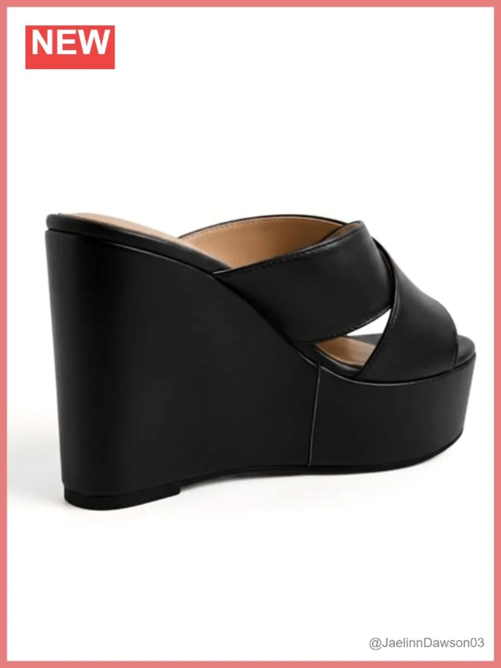 Womens Platform Wedge Sandals Slip On High Heel Mules Open Toe PU Faux Leather